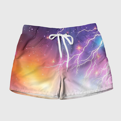 Женские шорты Магический фон с молниями и звездами / 3D-принт – фото 1