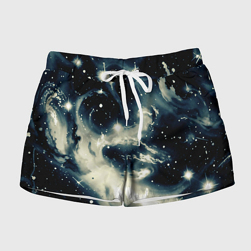 Женские шорты Космический абстрактный чёрно-синий / 3D-принт – фото 1
