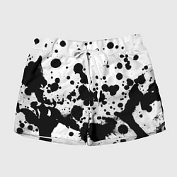 Шорты женские Брызги черной краски, цвет: 3D-принт