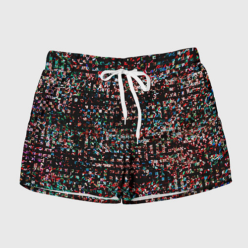 Женские шорты Тёмный чёрно-красный мелкий квадрат / 3D-принт – фото 1