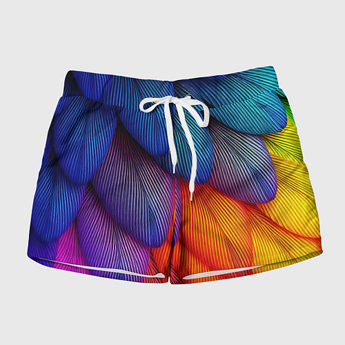 Женские шорты Радужные перья попугая / 3D-принт – фото 1