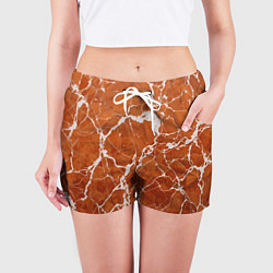 Шорты женские Темно-оранжевый мрамор, цвет: 3D-принт — фото 2