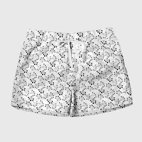 Женские шорты Черно белый ягодный узор ретро / 3D-принт – фото 1