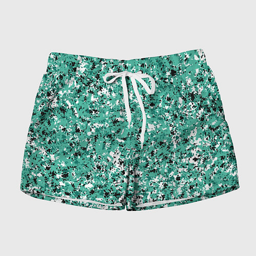 Женские шорты Бирюзовый с чёрно-белыми пятнами / 3D-принт – фото 1