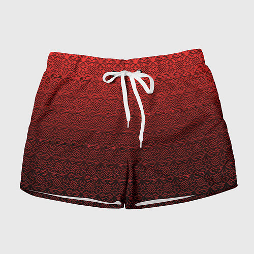 Женские шорты Тёмно-красный цветочный орнамент градиент / 3D-принт – фото 1