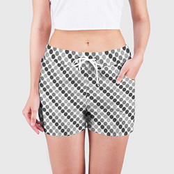 Шорты женские Черный и серый горох на белом фоне, цвет: 3D-принт — фото 2