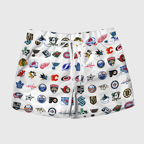 Женские шорты Команды НХЛ на белом фоне / 3D-принт – фото 1