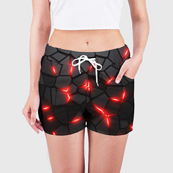 Шорты женские Красная неоновая броня, цвет: 3D-принт — фото 2