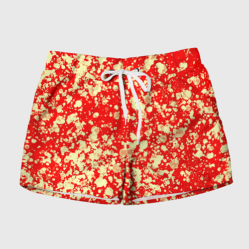 Женские шорты Пятнистый красно-жёлтый / 3D-принт – фото 1