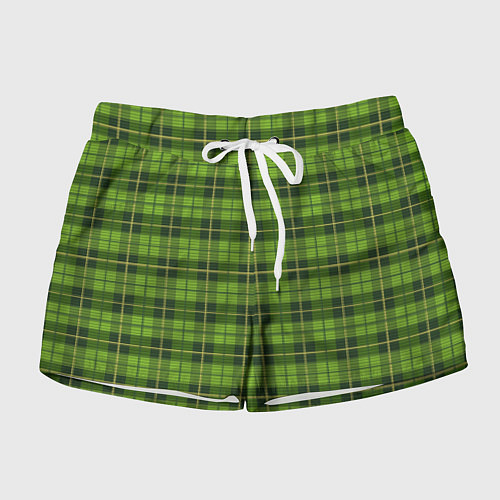 Женские шорты Зеленый тартан / 3D-принт – фото 1