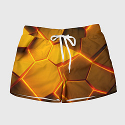 Шорты женские Желтые неоновые соты - текстура, цвет: 3D-принт