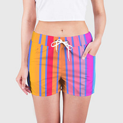 Шорты женские Теплые цветные полосы, цвет: 3D-принт — фото 2