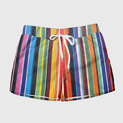 Шорты женские Разноцветная полоска, цвет: 3D-принт