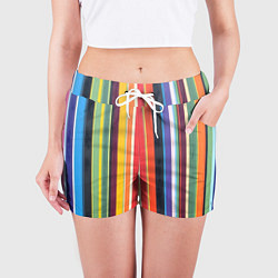 Шорты женские Разноцветная полоска, цвет: 3D-принт — фото 2