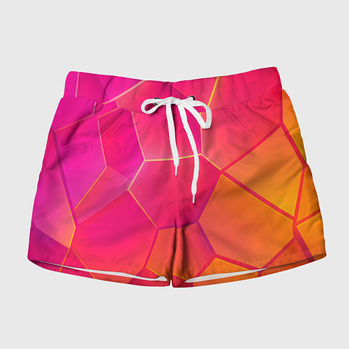 Женские шорты Розово-оранжевые плиты / 3D-принт – фото 1