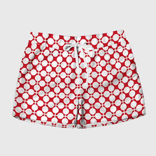 Женские шорты Красно белый узор в клетку и горох / 3D-принт – фото 1