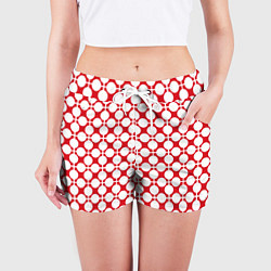 Шорты женские Красно белый узор в клетку и горох, цвет: 3D-принт — фото 2