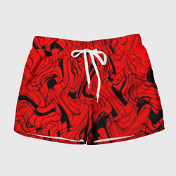 Шорты женские Чёрно-красный абстрактный линии, цвет: 3D-принт