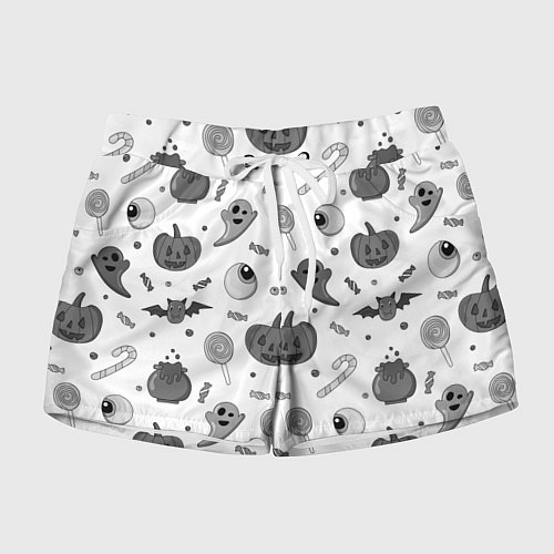 Женские шорты Halloween grey and white / 3D-принт – фото 1
