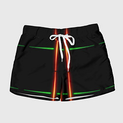 Женские шорты Neon green black red line
