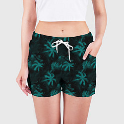 Шорты женские Palm light blue dark, цвет: 3D-принт — фото 2