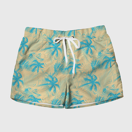 Женские шорты Palm light blue beige / 3D-принт – фото 1