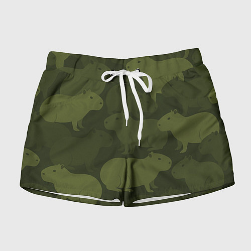 Женские шорты Камуфляж из капибар / 3D-принт – фото 1