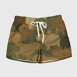 Шорты женские Капибара - камуфляж, цвет: 3D-принт