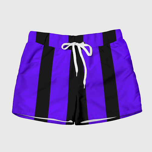 Женские шорты Color purple black stripes / 3D-принт – фото 1