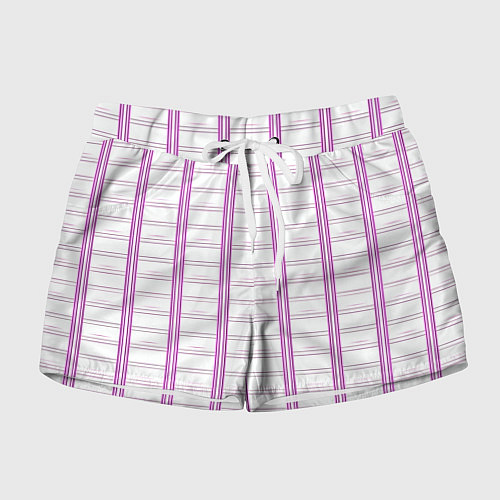 Женские шорты Color white cage pink line / 3D-принт – фото 1