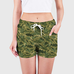 Шорты женские Камуфляж рыболовный, цвет: 3D-принт — фото 2