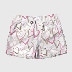 Шорты женские Розовые сердца, цвет: 3D-принт