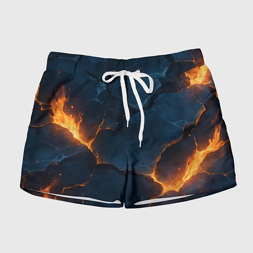 Женские шорты Разлом плит с огнем / 3D-принт – фото 1