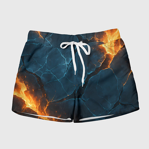 Женские шорты Разлом плит с огнем / 3D-принт – фото 1