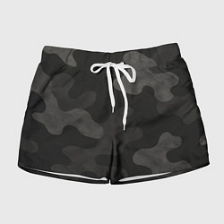 Шорты женские Черно-серый камуфляж, цвет: 3D-принт