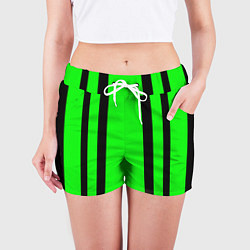 Шорты женские Color black and green stripes, цвет: 3D-принт — фото 2
