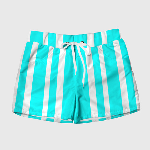 Женские шорты Color blue white stripes / 3D-принт – фото 1