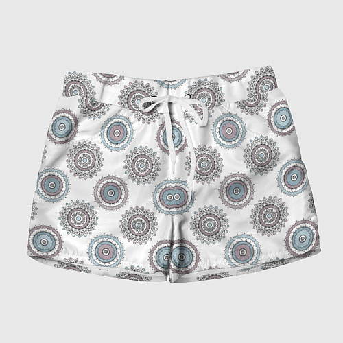 Женские шорты Круглый разноцветный узор мандала / 3D-принт – фото 1