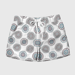 Шорты женские Круглый разноцветный узор мандала, цвет: 3D-принт