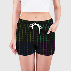 Шорты женские Color black multicolored stripes, цвет: 3D-принт — фото 2