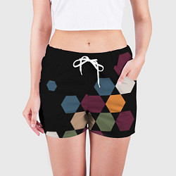 Шорты женские Honeycombs autumn colors, цвет: 3D-принт — фото 2