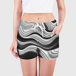 Шорты женские Абстракция серые и черные линии, цвет: 3D-принт — фото 2