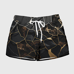 Шорты женские Черно золотой мрамор, цвет: 3D-принт