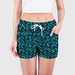 Шорты женские Сине-зелёный абстрактный паттерн, цвет: 3D-принт — фото 2