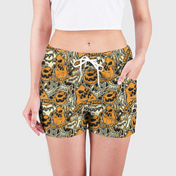 Шорты женские Хэллоуин тыквы, цвет: 3D-принт — фото 2