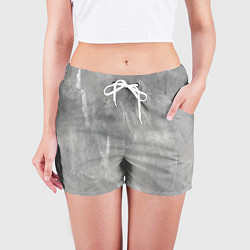 Шорты женские Абстракция - rare white strokes on gray, цвет: 3D-принт — фото 2