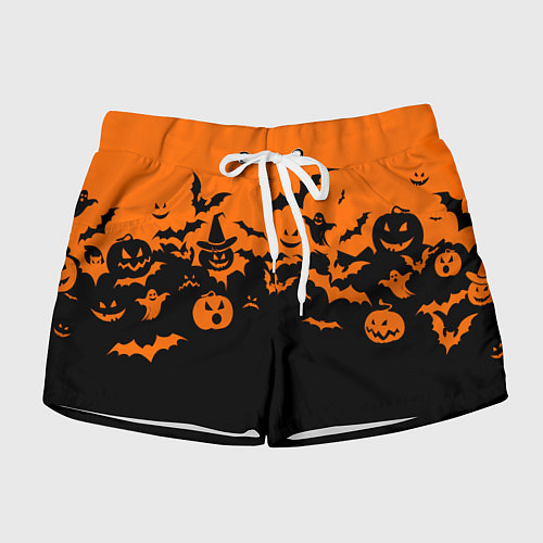 Женские шорты Хэллоуин тыквы и призраки / 3D-принт – фото 1