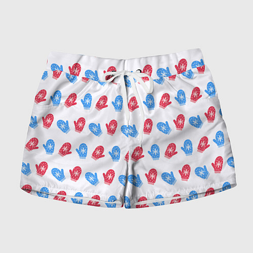 Женские шорты Голубые и красные варежки / 3D-принт – фото 1