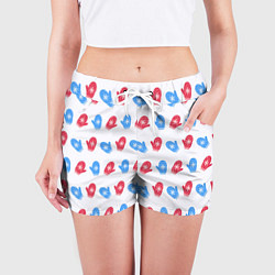 Шорты женские Голубые и красные варежки, цвет: 3D-принт — фото 2