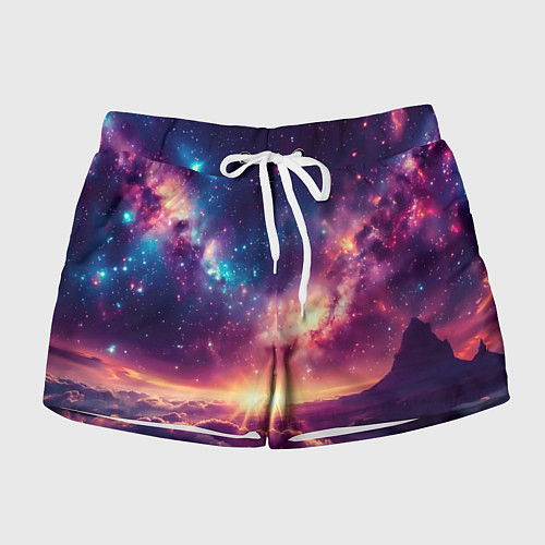 Женские шорты Фантастический космос вид с планеты / 3D-принт – фото 1